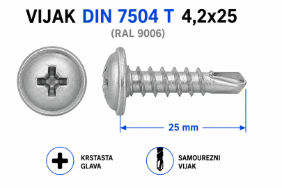 VIJAK DIN 7504 T 4,2x25 (RAL 9006)